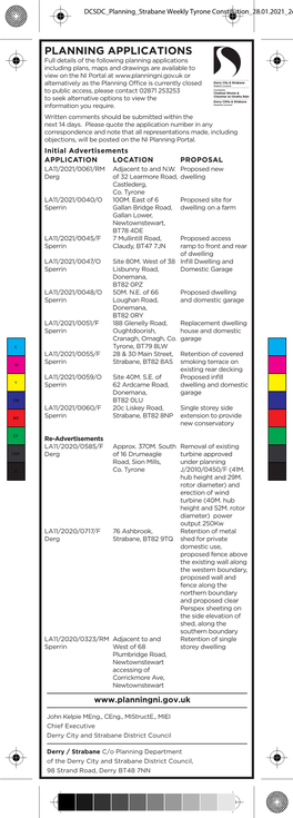DCSDC Planning Strabane Weekly Tyrone Constitution 28.01.2021 2Clms X 220 Mm Draft 1.Pdf 1 19/01/2021 17:19:12