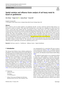 Spatial Variation and Influence Factor Analysis of Soil Heavy Metal As Based on Geodetector