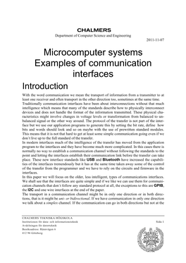 Microcomputer Systems Examples of Communication Interfaces