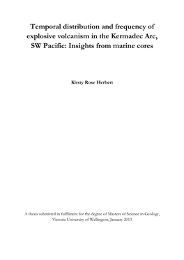 Temporal Distribution and Frequency of Explosive Volcanism in the Kermadec Arc, SW Pacific: Insights from Marine Cores