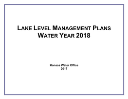 Lake Level Management Plans Water Year 2018
