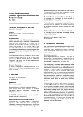 Jodrell Bank Observatory Relevant Sections of This Evaluation Report