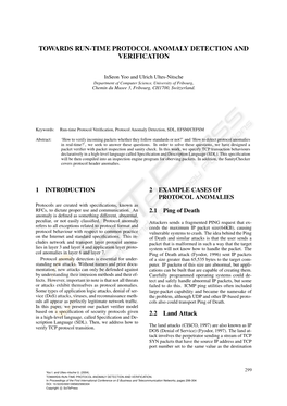 Towards Run-Time Protocol Anomaly Detection and Verification