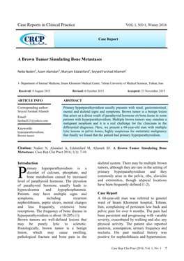 Case Reports in Clinical Practice a Brown Tumor Simulating Bone Metastases