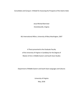 Consolidate and Conquer: a Model for Assessing the Prospects of the Islamic State