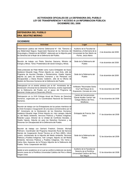 Actividades Oficiales Diciembre 2008