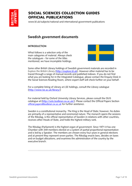 Sweden Is a Constitutional Monarchy