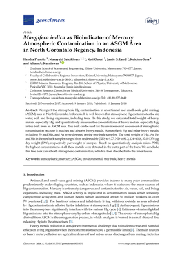 Mangifera Indica As Bioindicator of Mercury Atmospheric Contamination in an ASGM Area in North Gorontalo Regency, Indonesia