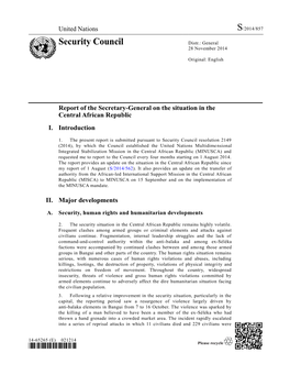 Report of the Secretary-General on the Situation in the Central African Republic