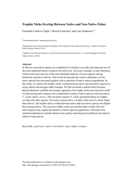 Trophic Niche Overlap Between Native and Non-Native Fishes