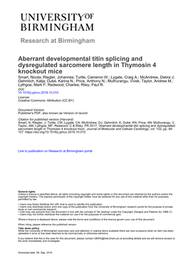 Aberrant Developmental Titin Splicing and Dysregulated