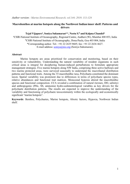 Macrobenthos at Marine Hotspots Along the Northwest Indian Inner Shelf: Patterns and Drivers