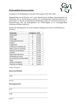 Erhebungsblatt Zimmervermieter