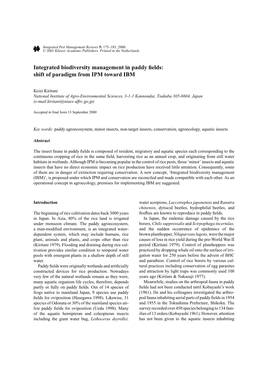 Integrated Biodiversity Management in Paddy Fields