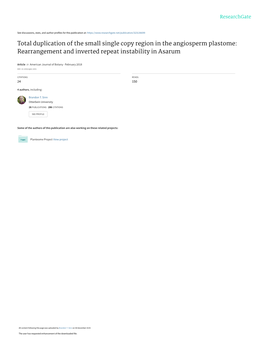 Total Duplication of the Small Single Copy Region in the Angiosperm Plastome: Rearrangement and Inverted Repeat Instability in Asarum