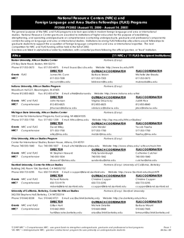 Nrcs) and Foreign Language and Area Studies Fellowships (FLAS