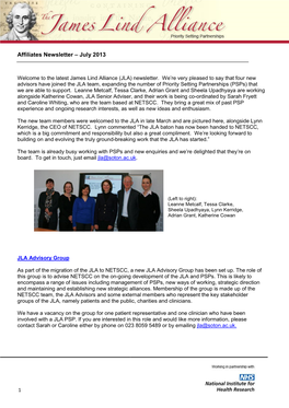 Affiliates Newsletter – July 2013