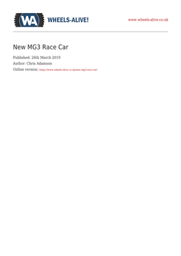 New MG3 Race Car