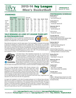2013-14 Ivy League Men's Basketball INDIVIDUAL BASKETBALL STATISTICS Through Games of Mar 26, 2014 (All Games)