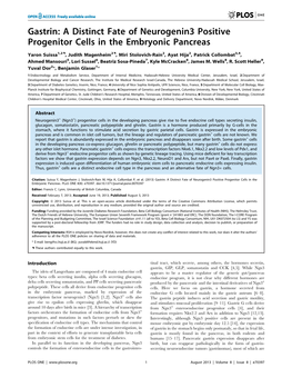 Gastrin: a Distinct Fate of Neurogenin3 Positive Progenitor Cells in the Embryonic Pancreas