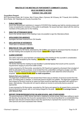 Minutes of the Meeting of Portskewett Community