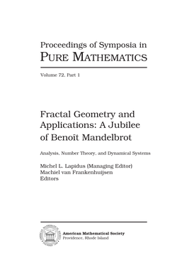 Proceedings of Symposia in PURE MATHEMATICS