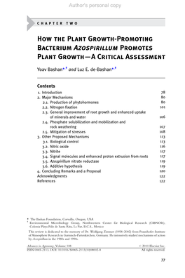 How the Plant Growth-Promoting Bacterium Azospirillum Promotes Plant Growth—A Critical Assessment