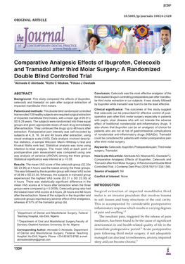 Comparative Analgesic Effects of Ibuprofen, Celecoxib and Tramadol After Third Molar Surgery: a Randomized Double Blind Controll