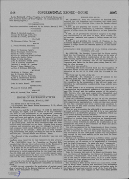 (JONGRESSION AL ~;ECORD-HOUSE 4925 Louis Buchwald, of West Virginia, to Be United States Mar­ EXROLLED BILLS SIG:-;-ED Shal, Northern District of West Virginia