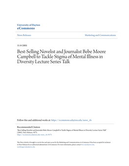 Best-Selling Novelist and Journalist Bebe Moore Campbell to Tackle Stigma of Mental Illness in Diversity Lecture Series Talk