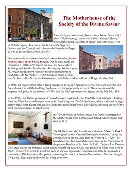 The Society's Motherhouse in Rome