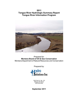 Tongue River Hydrology Report Draft Outline