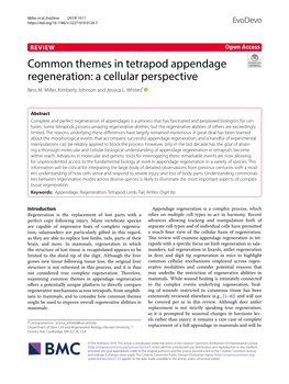 Common Themes in Tetrapod Appendage Regeneration: a Cellular Perspective Bess M