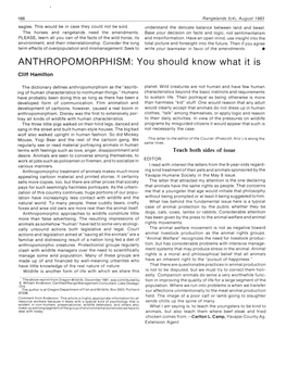 ANTHROPOMORPHISM: You Should Know What It Is Cliff Hamilton