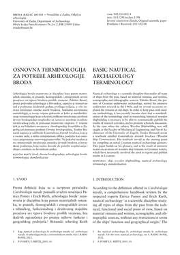 Osnovna Terminologija Za Potrebe Arheologije Broda / Basic Nautical Archaeology Terminology 416