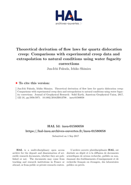 Theoretical Derivation of Flow Laws for Quartz Dislocation Creep