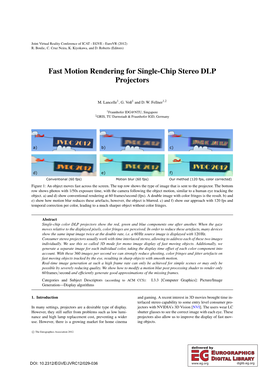 Fast Motion Rendering for Single-Chip Stereo DLP Projectors