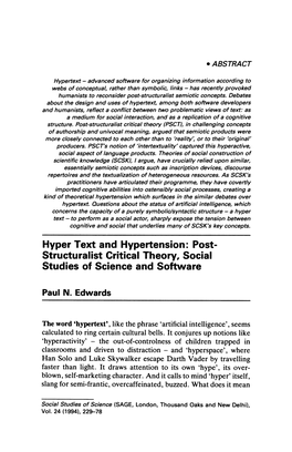 Structuralist Critical Theory, Social Studies of Science and Software