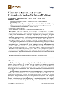 A Procedure to Perform Multi-Objective Optimization for Sustainable Design of Buildings