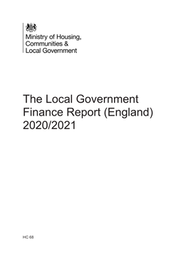 The Local Government Finance Report (England) 2020/2021