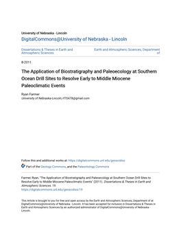 The Application of Biostratigraphy and Paleoecology at Southern Ocean Drill Sites to Resolve Early to Middle Miocene Paleoclimatic Events