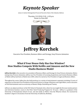 Keynote Speaker Jeffrey Korchek