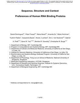 Sequence, Structure and Context Preferences of Human RNA