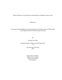 I Dialect Differences in the Production and Perception of Mandarin