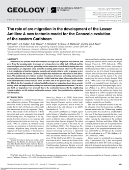 The Role of Arc Migration in the Development of the Lesser Antilles: a New Tectonic Model for the Cenozoic Evolution of the Eastern Caribbean R.W