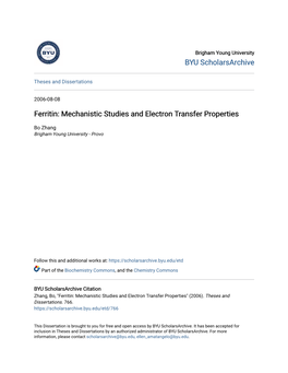 Ferritin: Mechanistic Studies and Electron Transfer Properties
