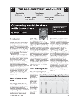 Observing Variable Stars with Binoculars Restored Without It Being Lost Completely