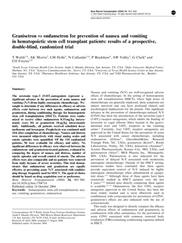 Granisetron Vs Ondansetron for Prevention of Nausea and Vomiting