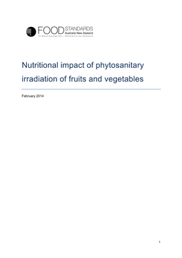 Nutritional Impact of Phytosanitary Irradiation of Fruits and Vegetables