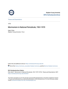 Mormonism in National Periodicals, 1961-1970